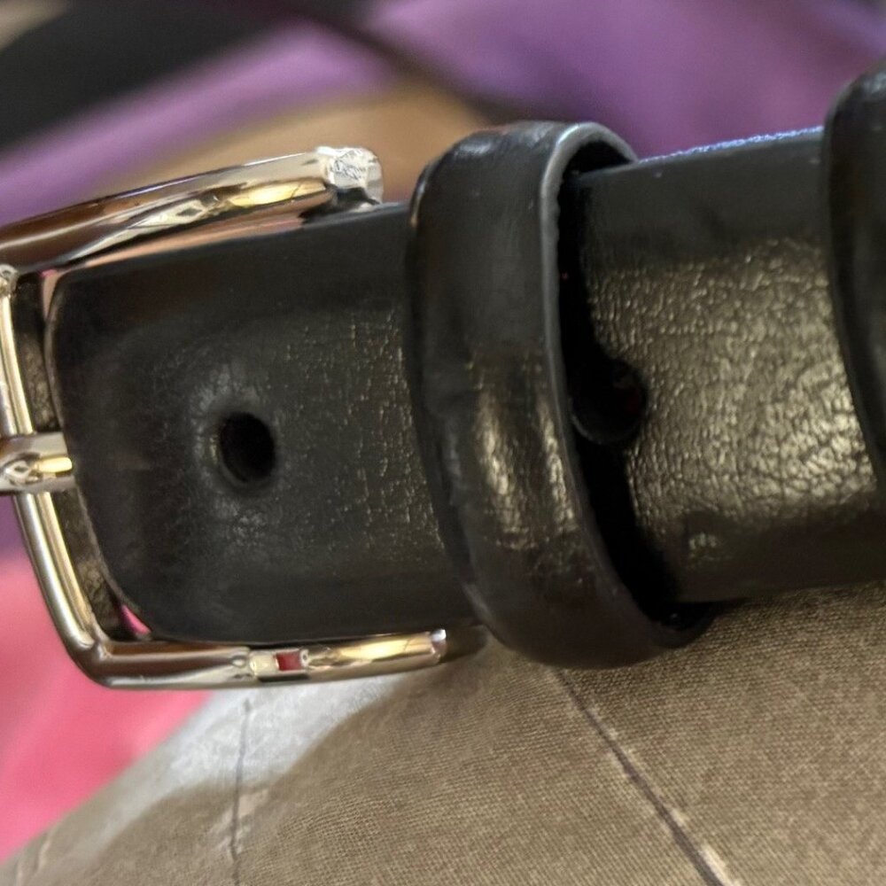 NWT Men's Tommy Hilfiger THflex belt black synthetic leather M RN 129919 2 loop